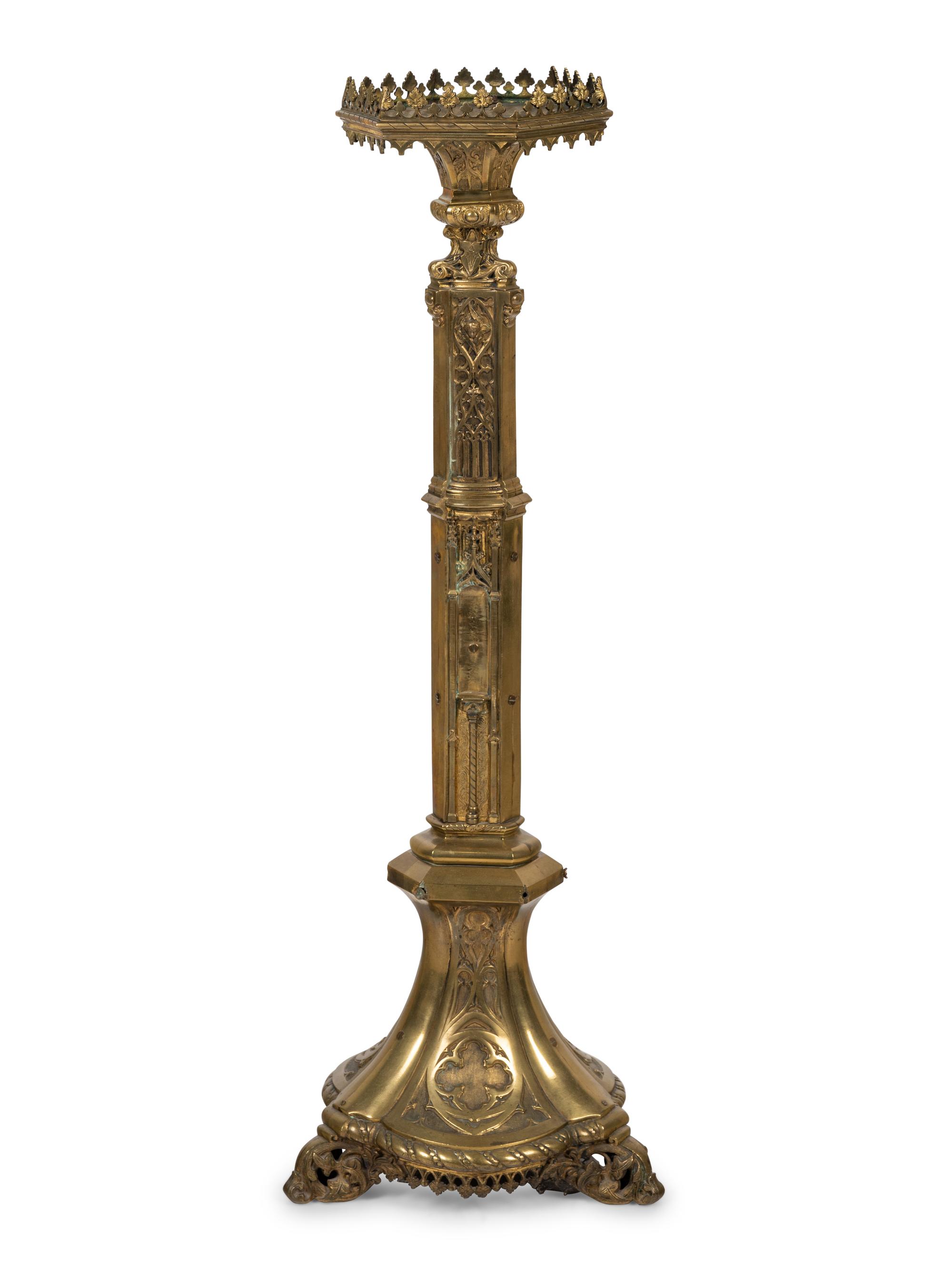 A Gothic Revival Gilt Metal Pricket