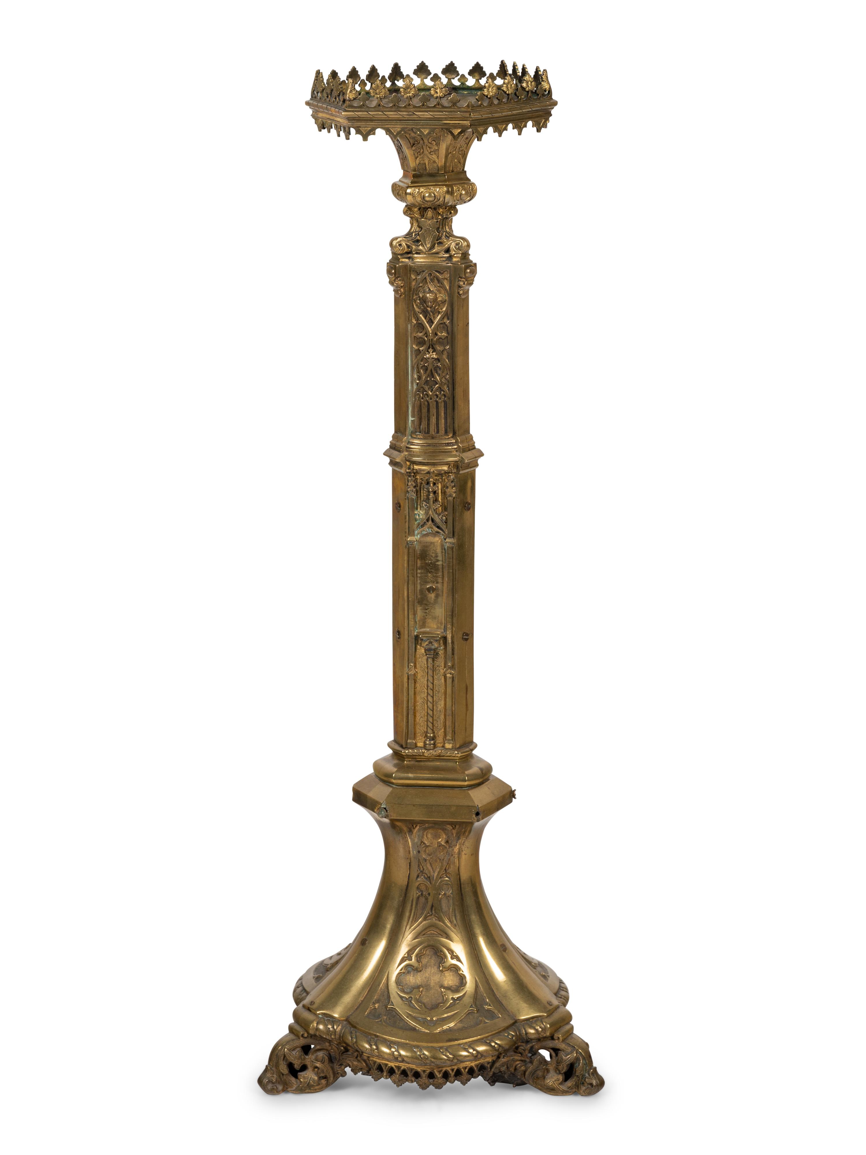 A Gothic Revival Gilt Metal Pricket