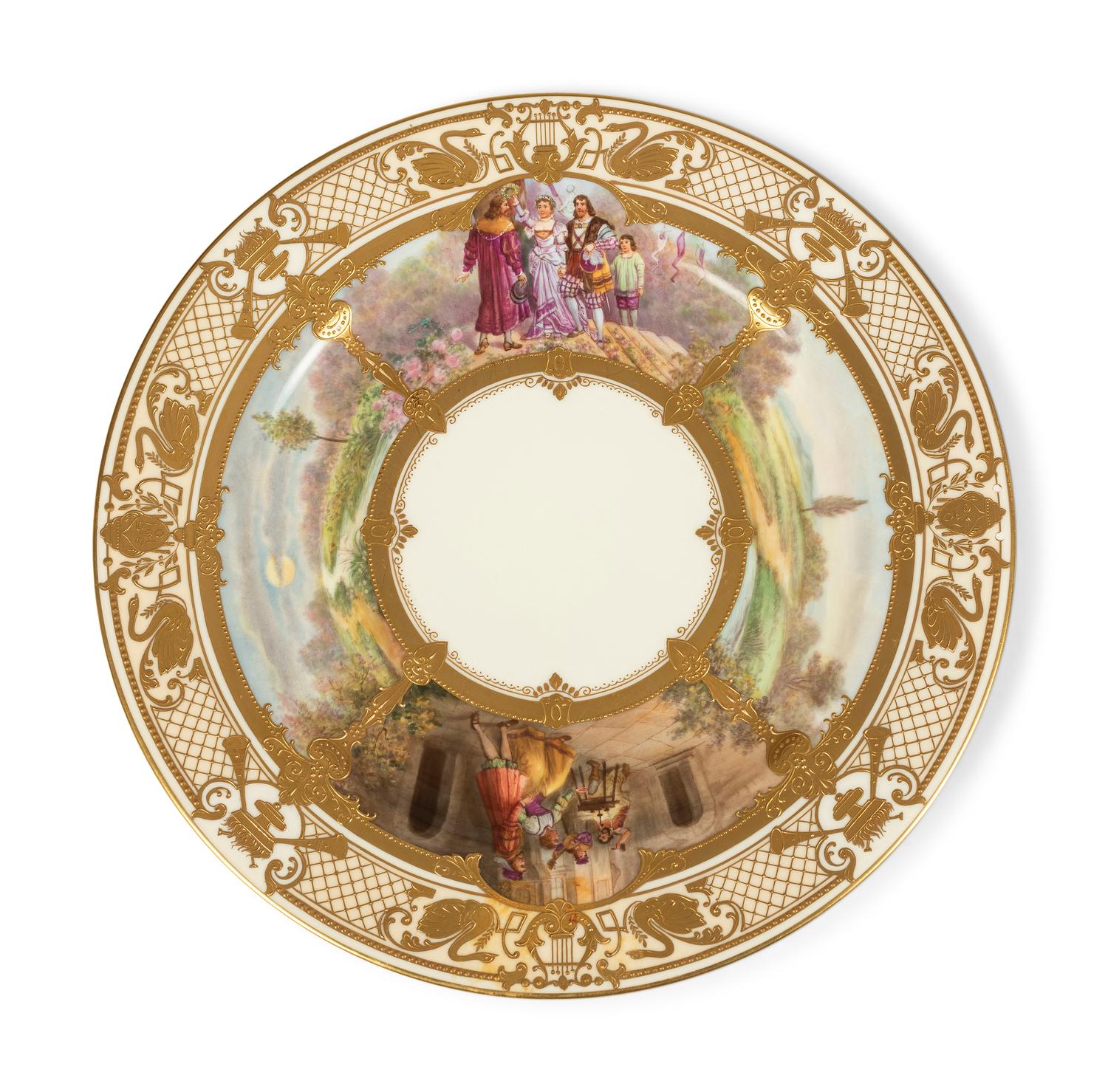 Eleven Dresden Ambrosius Lamm Porcelain Opera Cabinet Plates