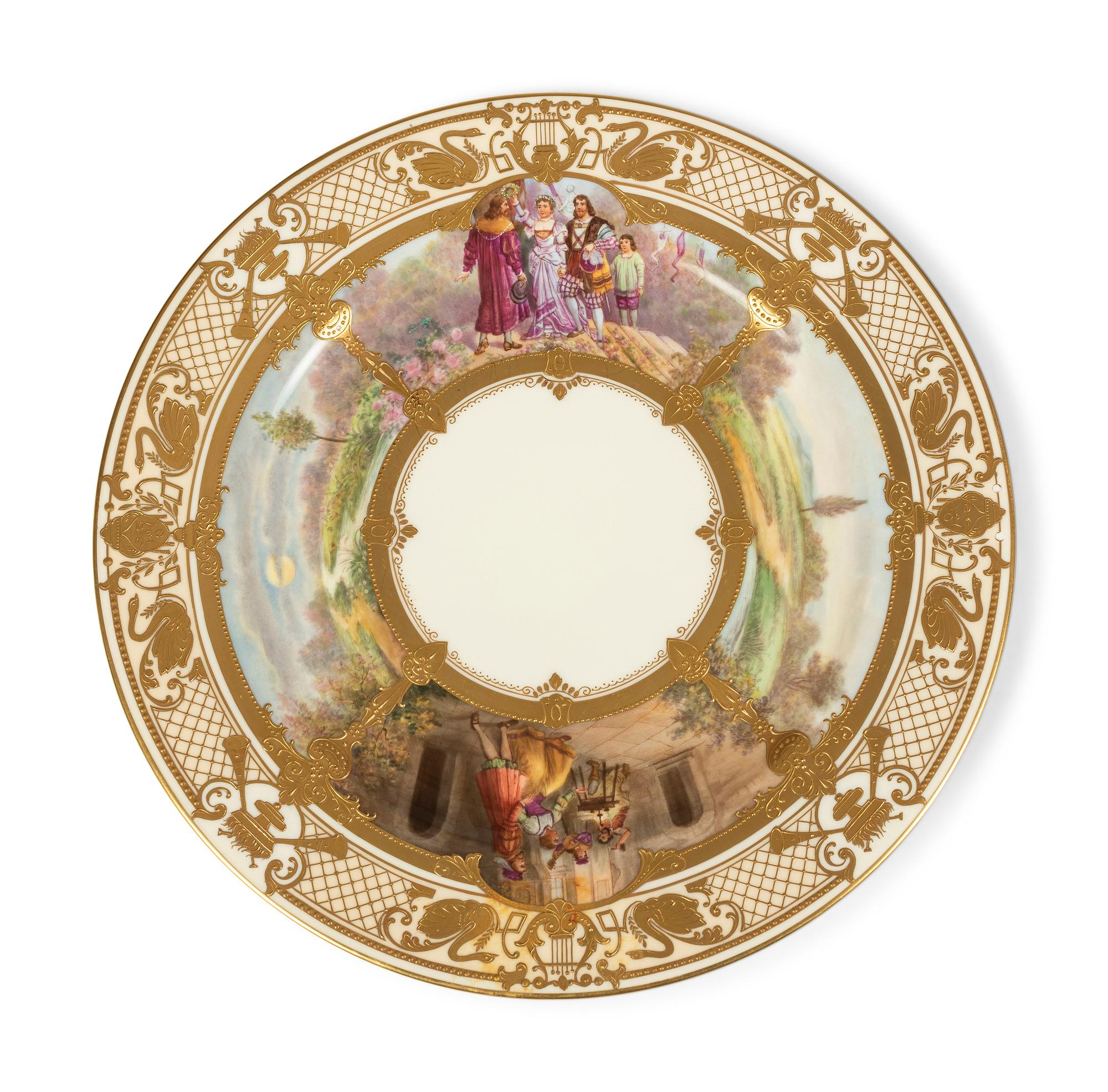 Eleven Dresden Ambrosius Lamm Porcelain Opera Cabinet Plates