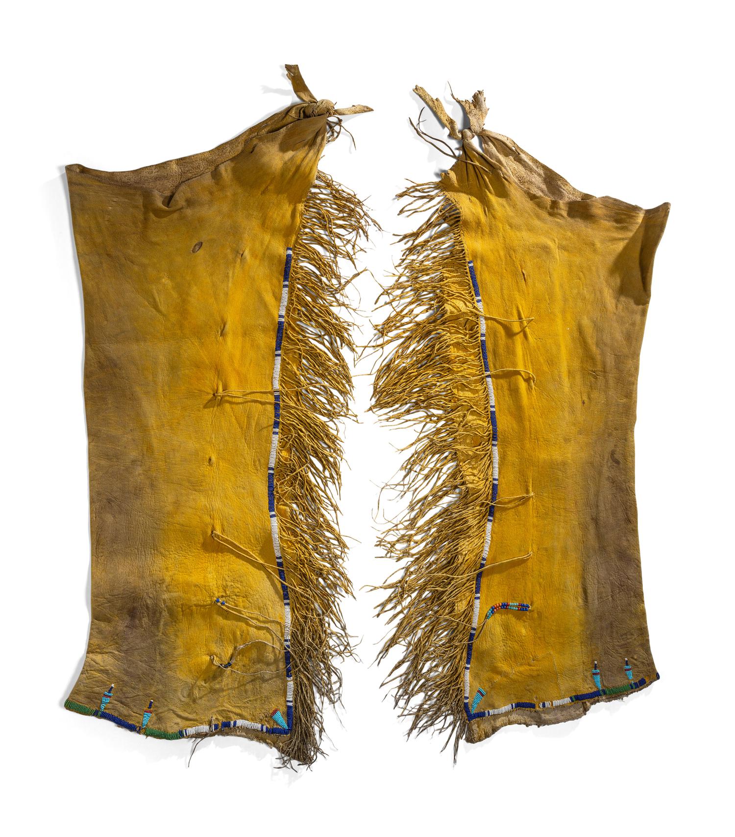 Assiniboine Beaded Hide Leggings, wth Pictorial Elements