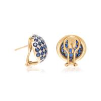 BICOLOR GOLD, SAPPHIRE AND DIAMOND EARCLIPS