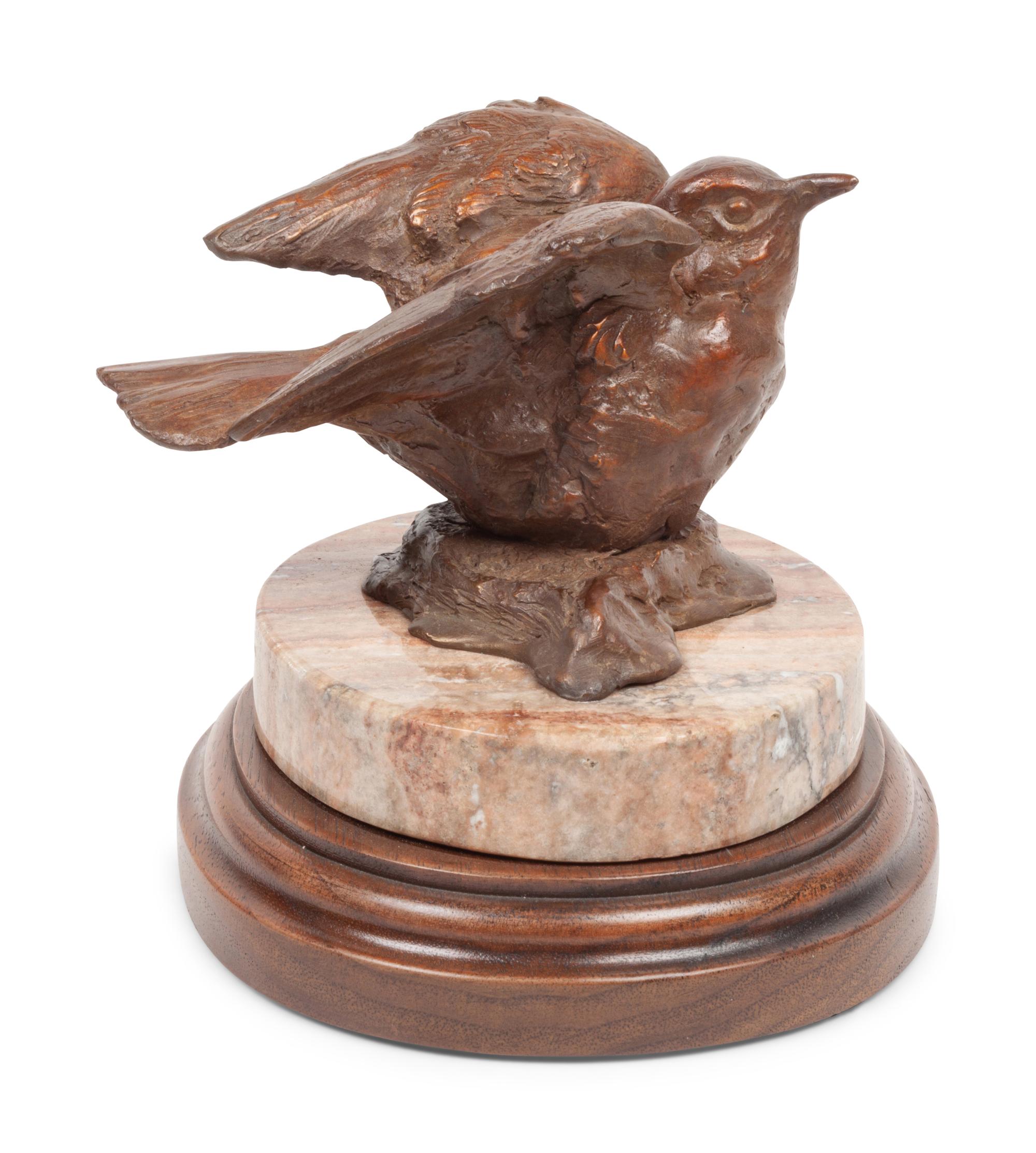 Two Sculptures: Winter Bird, edition 1/100, together with unmarked bird bronze