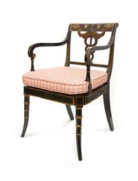 A Regency Black Painted Parcel Gilt Armchair