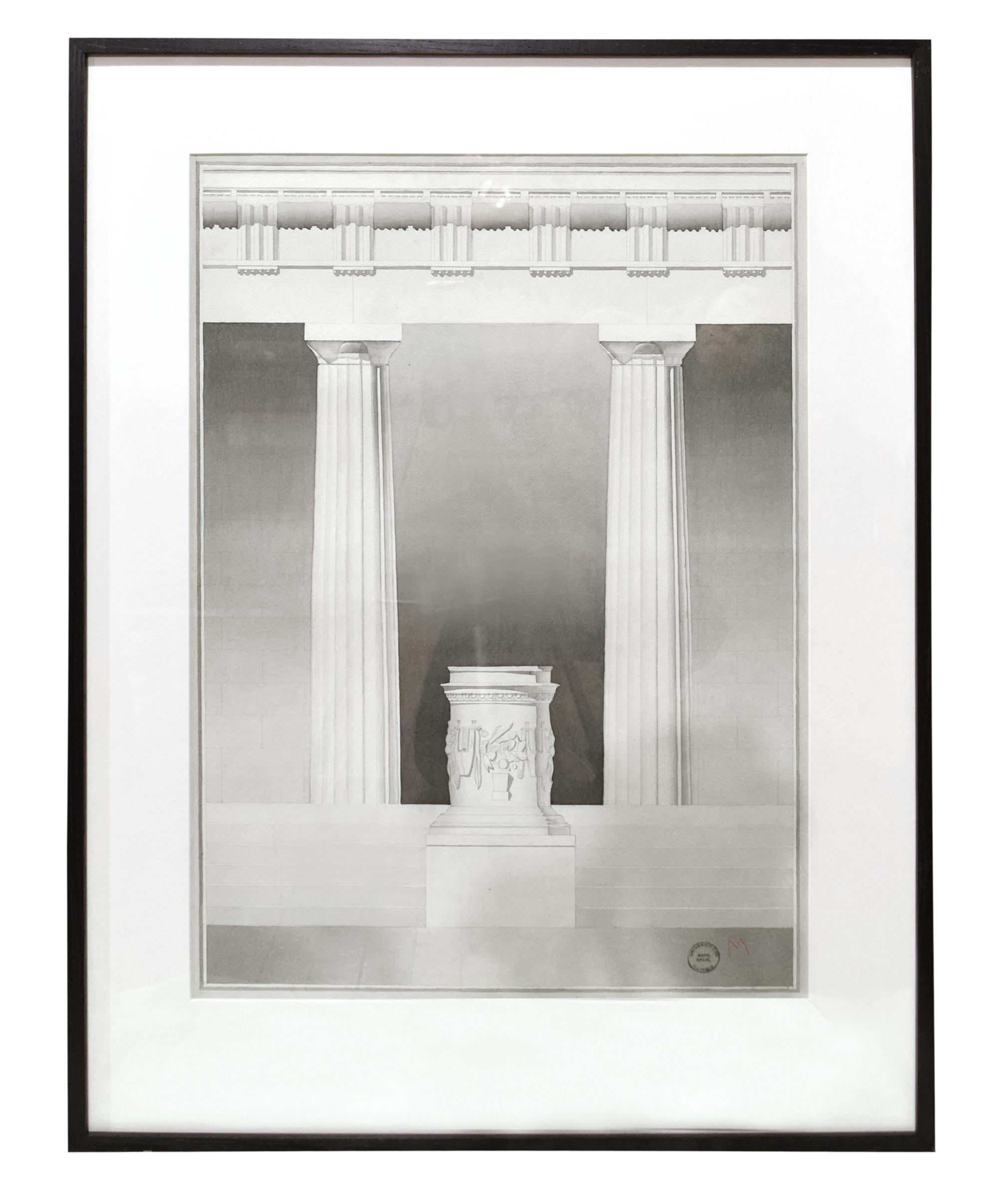 A Set of Four Architectural Drawings from the University of Illinois Architecture Department 32" W x 1.5" D x 41.5" H — United States, Circa 1920