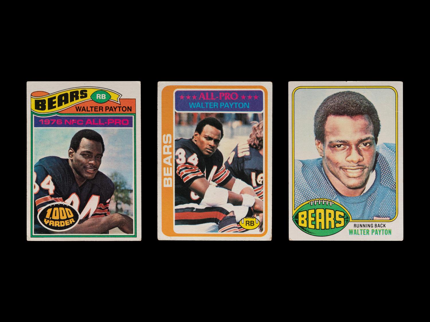 A Group of Three Topps Walter Payton Football Cards Including Rookie No. 148,