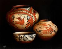 Three Works: Three Pottery Jars , Basket Tray with Two Jars and Two Pottery Jars