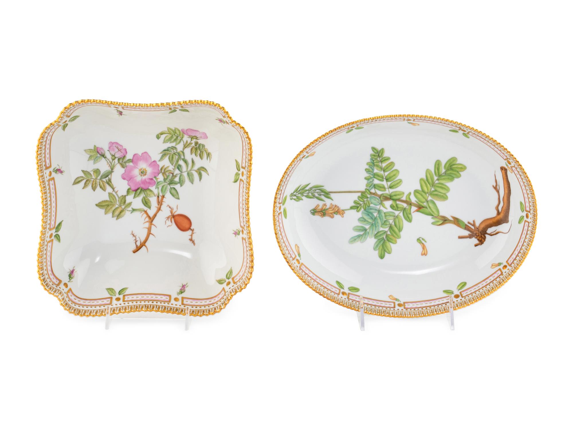 Two Royal Copenhagen Flora Danica Porcelain Serving Dishes