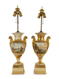 A Pair of Paris Porcelain Vases Mounted as Lamps