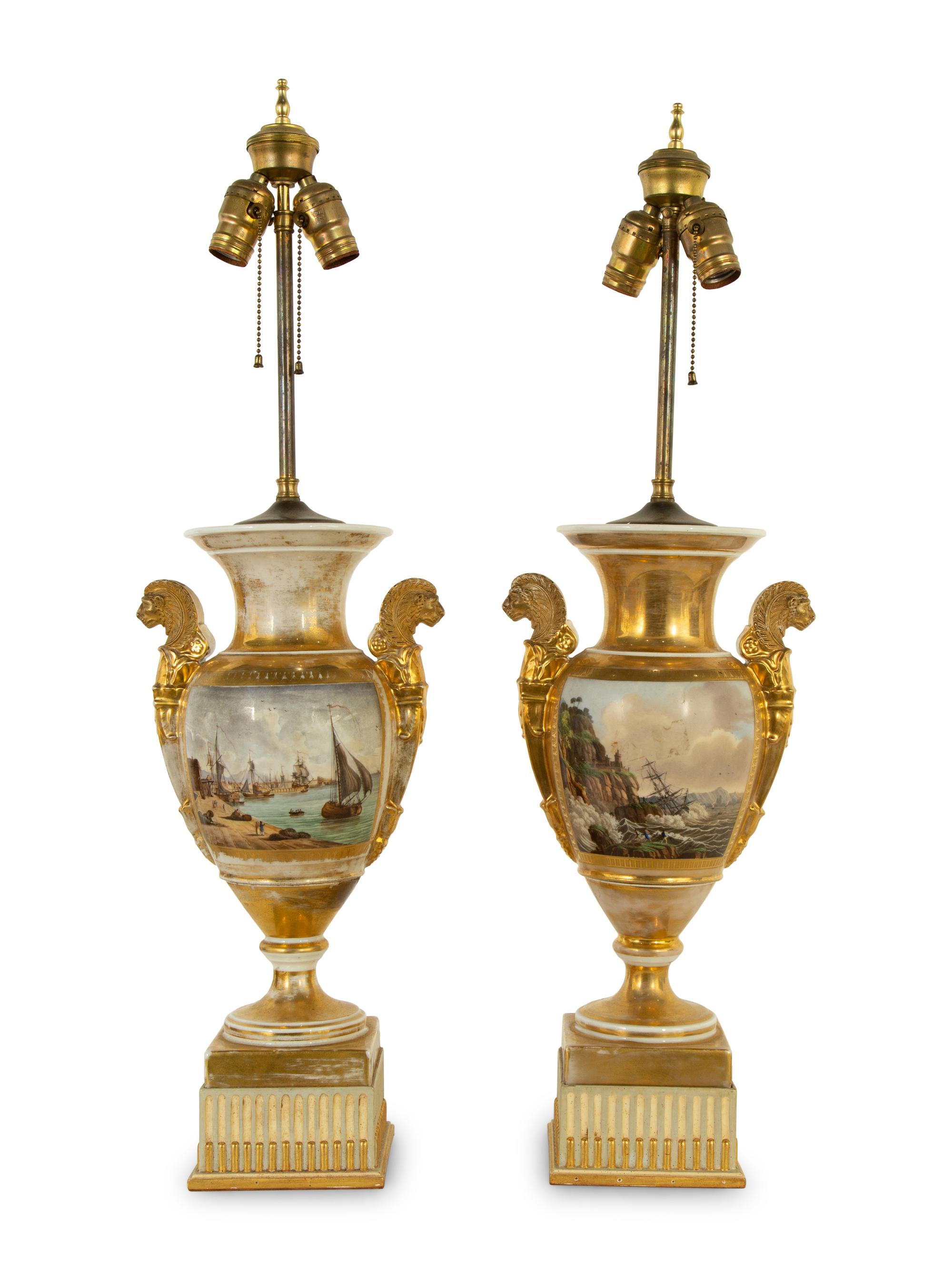 A Pair of Paris Porcelain Vases Mounted as Lamps
