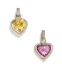 A Collection of Sterling Silver, 18 Karat Yellow Gold, Quartz, Diamond and CZ Heart Pendants, Judith Ripka, 15.70 dwts.