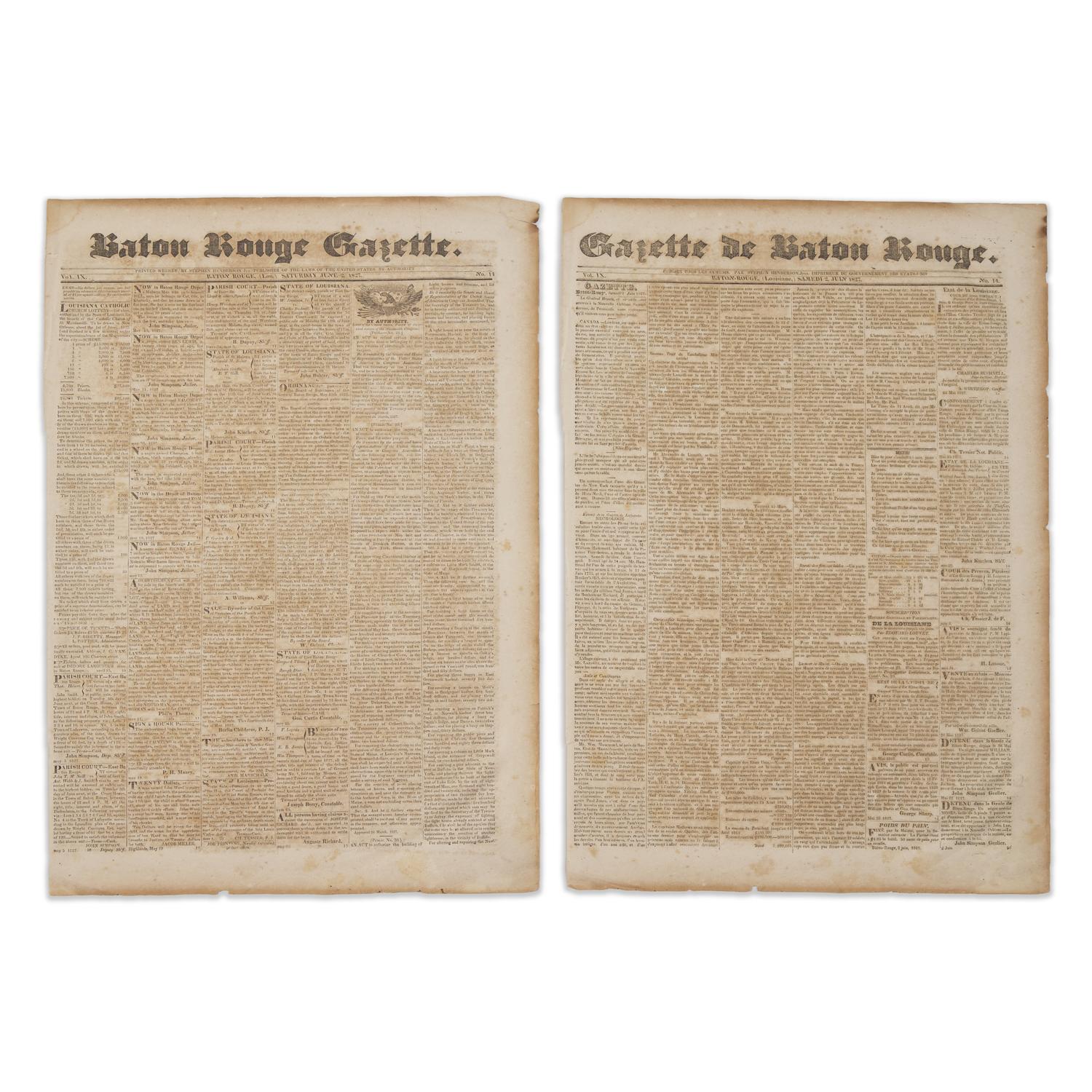 [American Newspapers] Bilingual Issue of the "Baton Rouge Gazette"