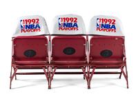 A Row of Three Chicago Bulls 1992 NBA Playoffs Chicago Stadium Courtside Seat Chairs