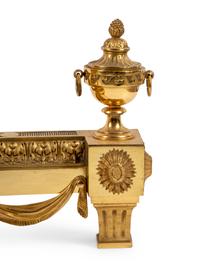 A Pair of French Neoclassical Gilt Bronze Chenets