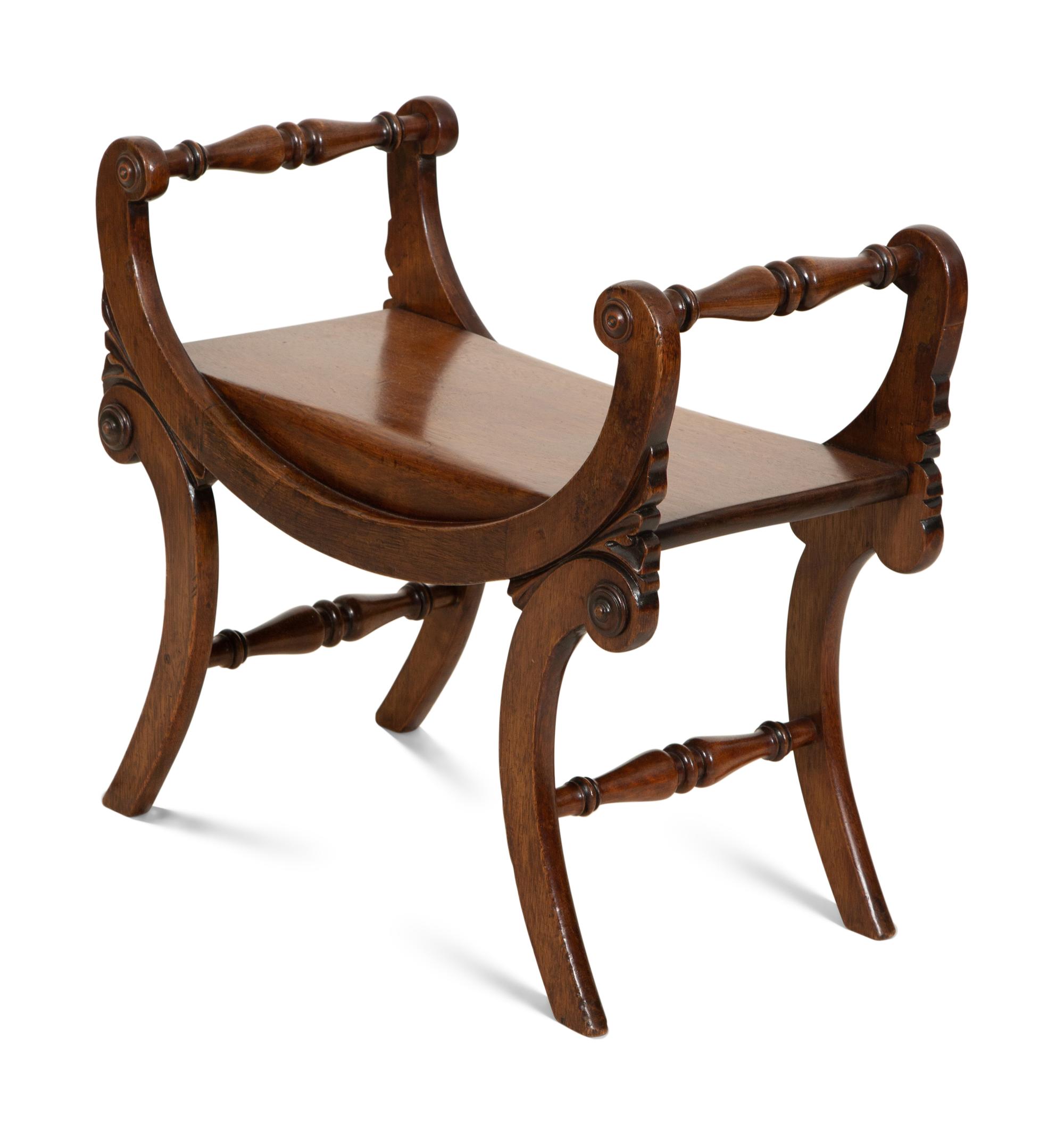 A Regency Style Mahogany Curule Form Tabouret