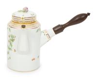A Royal Copenhagen Flora Danica Porcelain Chocolate Pot with Five Cups and Three Saucers