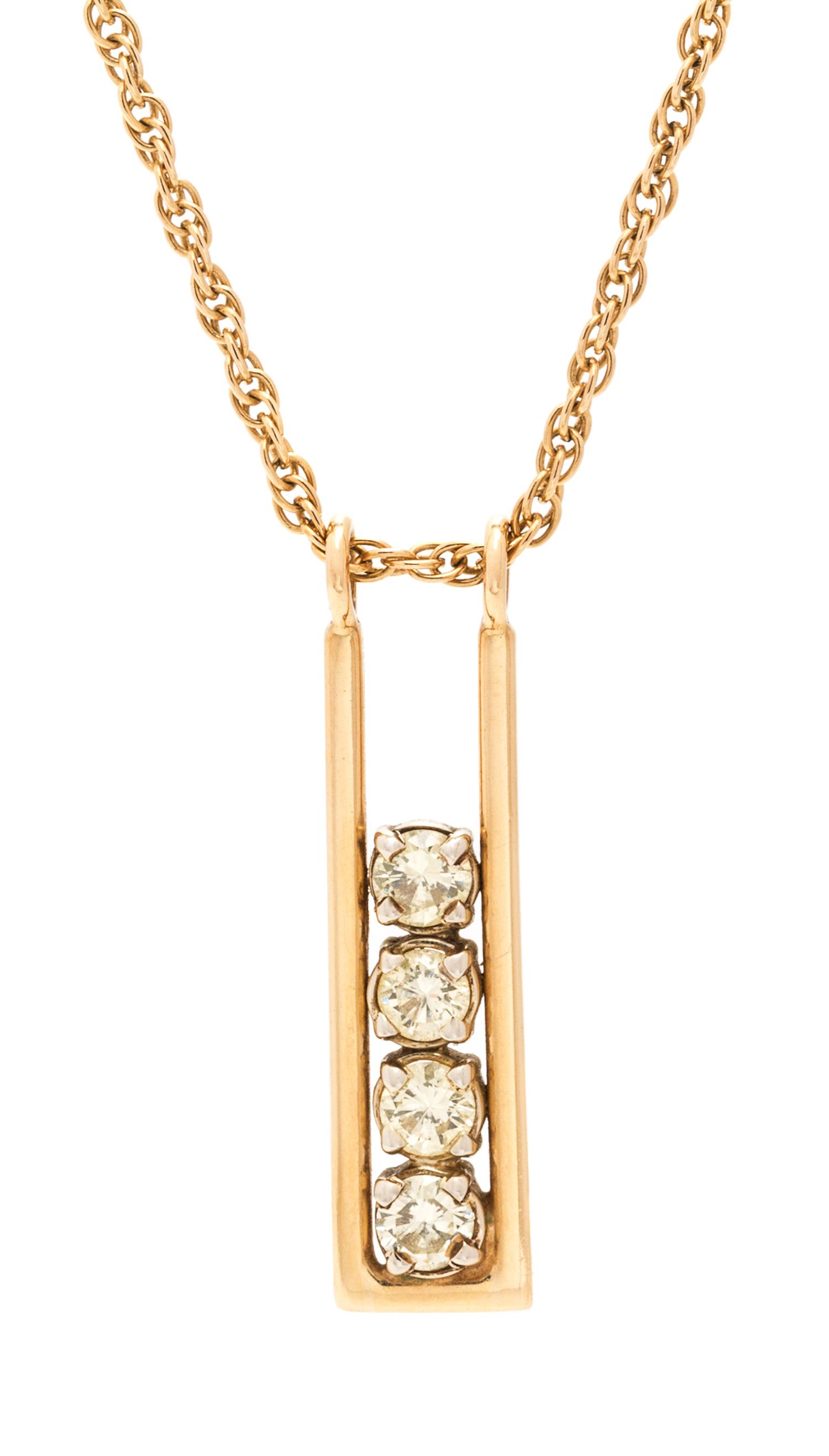 A 14 Karat Yellow Gold and Diamond Pendant, PRETE, 3.70 dwts.