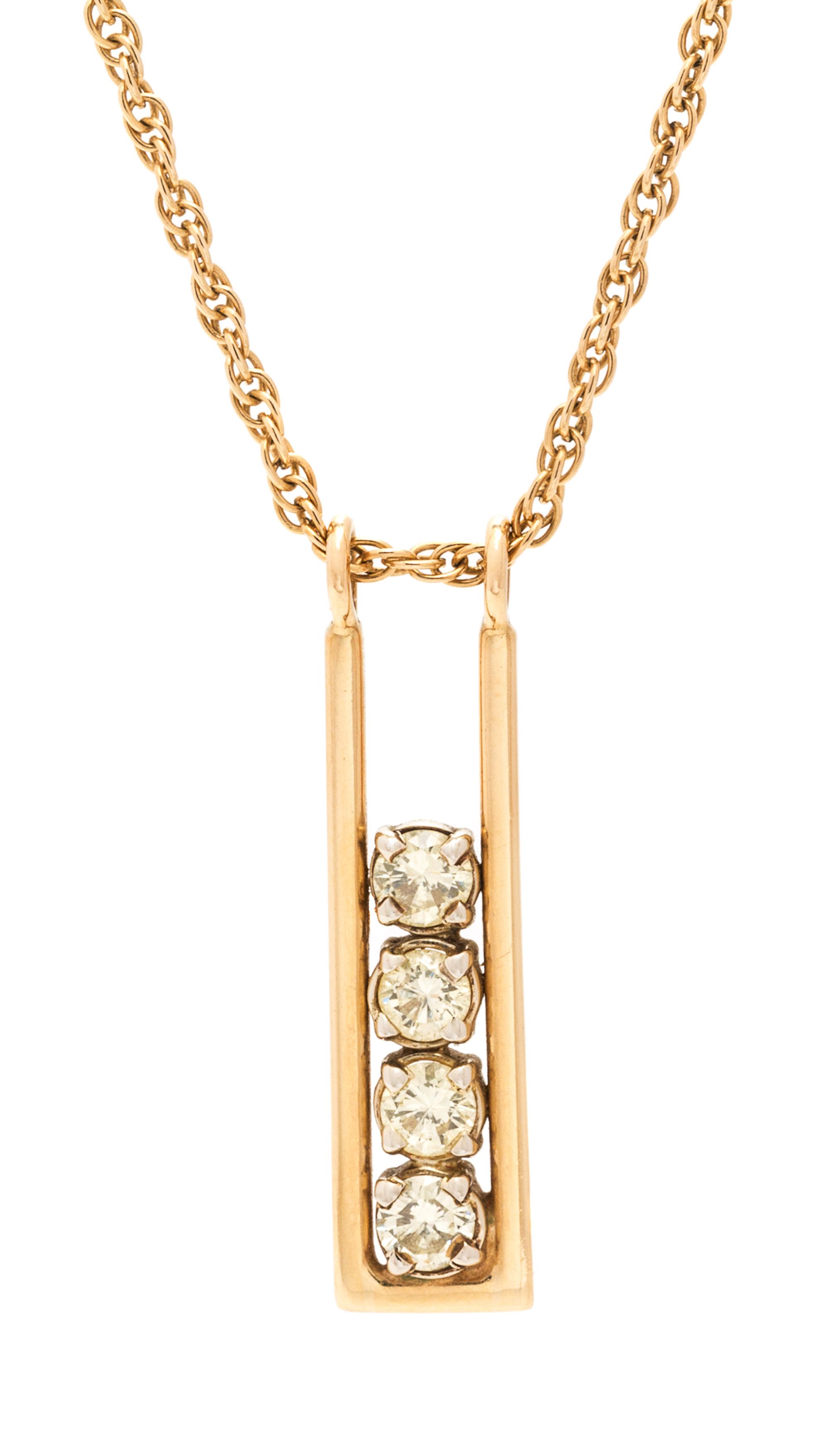 A 14 Karat Yellow Gold and Diamond Pendant, PRETE, 3.70 dwts.