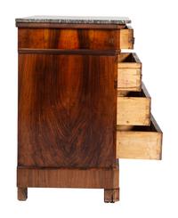 A Louis Philippe Figured Walnut Marble Top Chest of Drawers