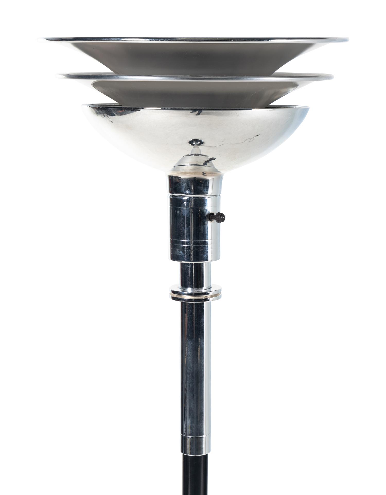 An Art Deco Chromed and Ebonized Torchiere