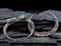 Pair of Slender Sterling Silver Cuff Bracelets with Gold Accents