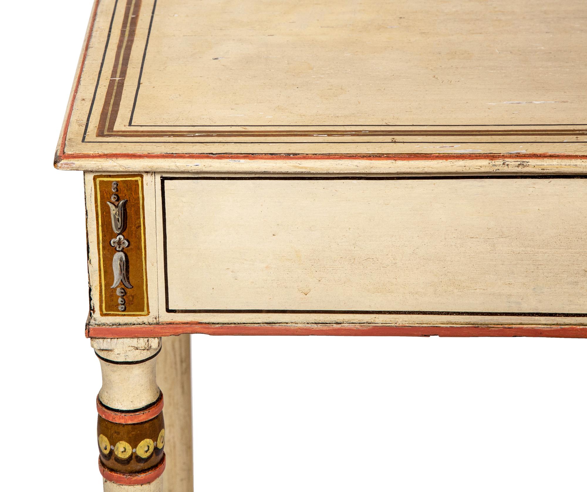 A Pair of Late George III Cream-Painted Pine Side Tables