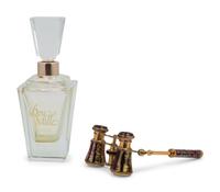 A Pair of French Opera Glasses and a Large French Glass Perfume Bottle with Fitted Case