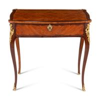 A Louis XV/XVI Transitional Gilt Bronze Mounted Amaranth, Tulipwood and Parquetry Table à Écrire