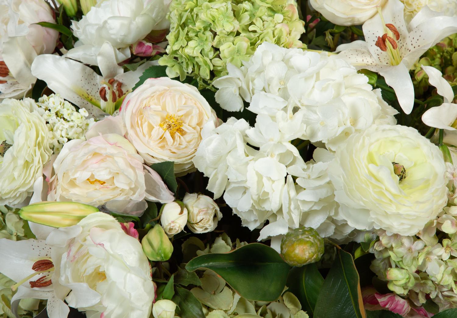 A Monumental Faux Floral Arrangement in an Aluminum Urn form Base — 20th Century