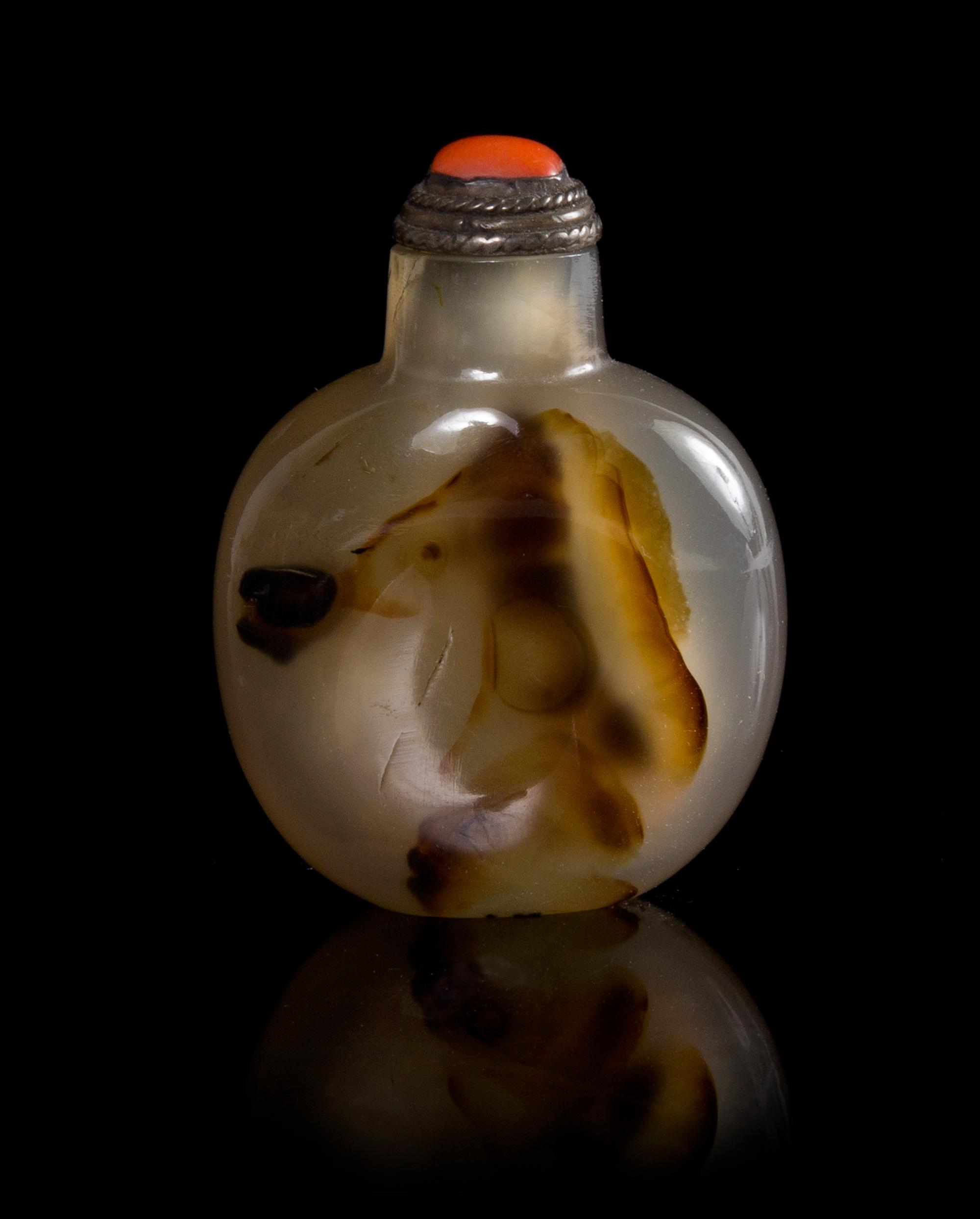 A Shadow Agate Snuff Bottle Height 2 inches.