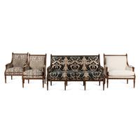 A Four Piece Suite of Louis XVI Style Carved Beechwood Seat Furniture