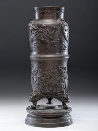 A Japanese Qilin, Phoenix, and Lion Bronze Urn