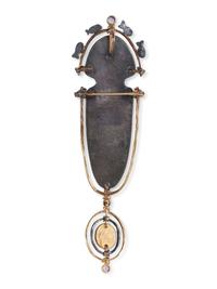 Aleutian-style 18K Gold Mixed Media Figural Pendant / Pin, with Fish