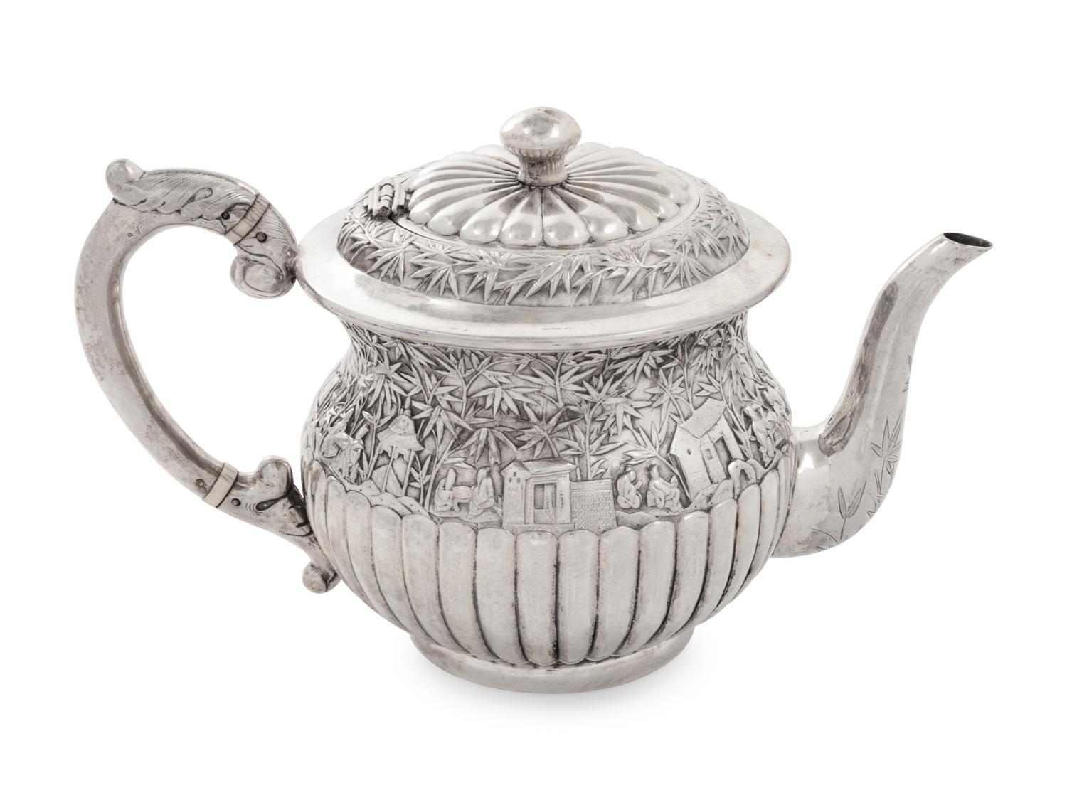 A Chinese Export Silver Teapot