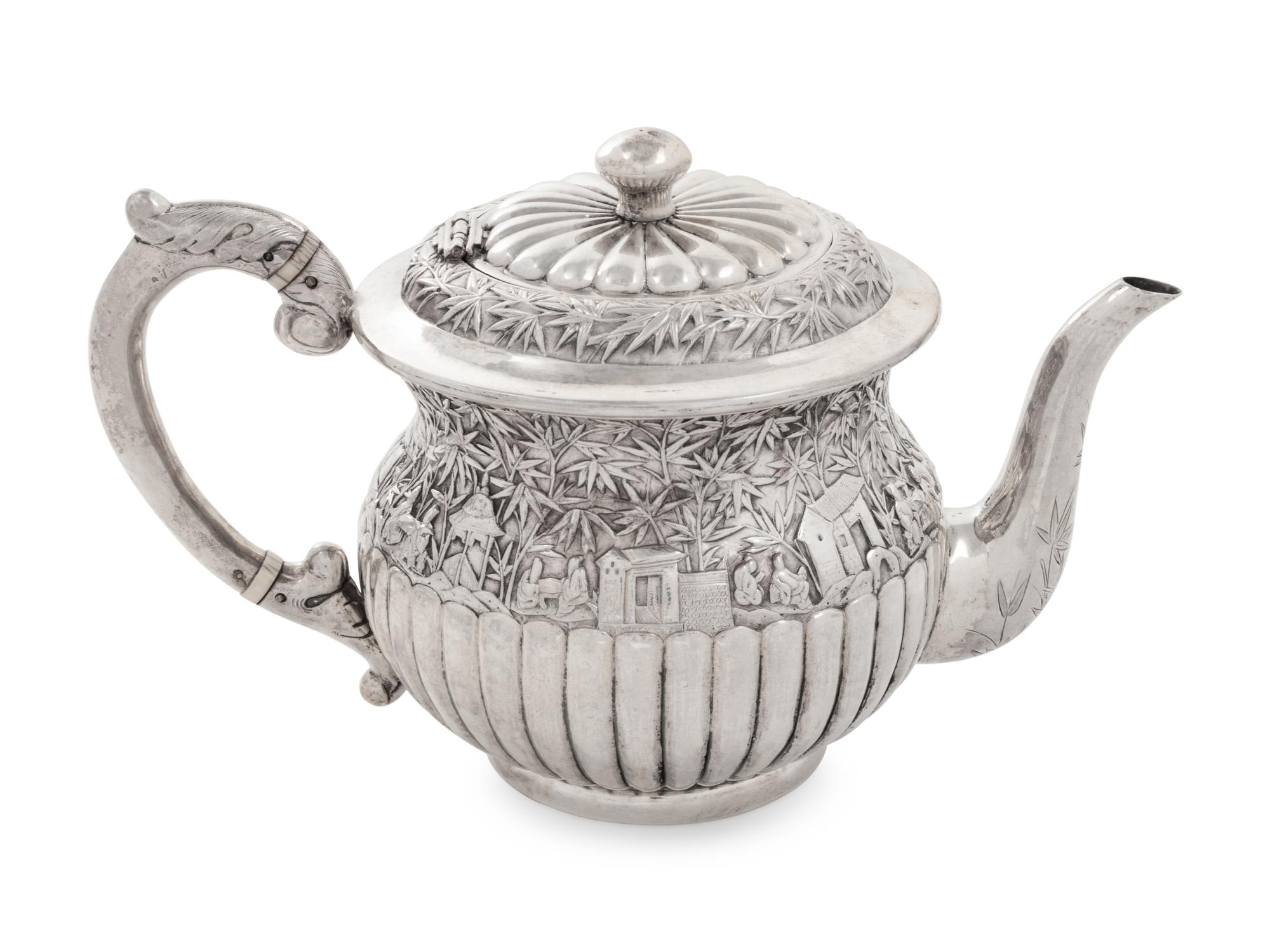 A Chinese Export Silver Teapot