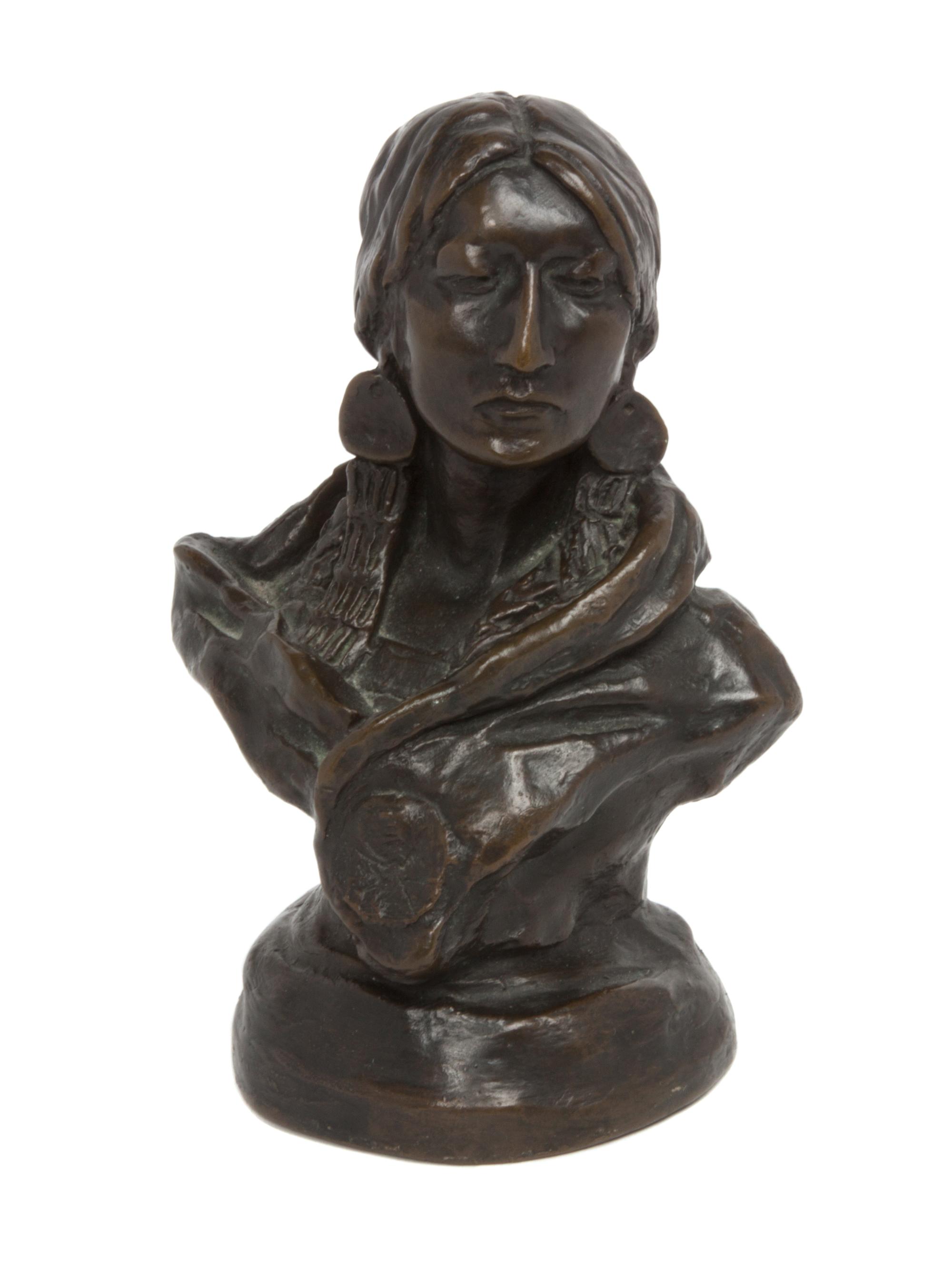 An American Bronze Bust Height 6 3/4 inches. — AFTER CHARLES MARION RUSSELL (1864-1926)