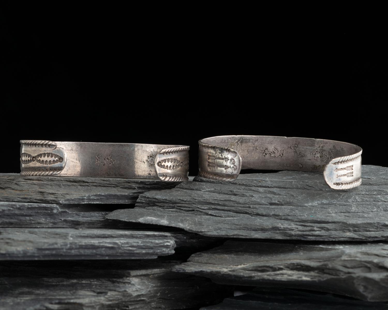 Pair of Navajo Ingot and Turquoise Cuff Bracelets