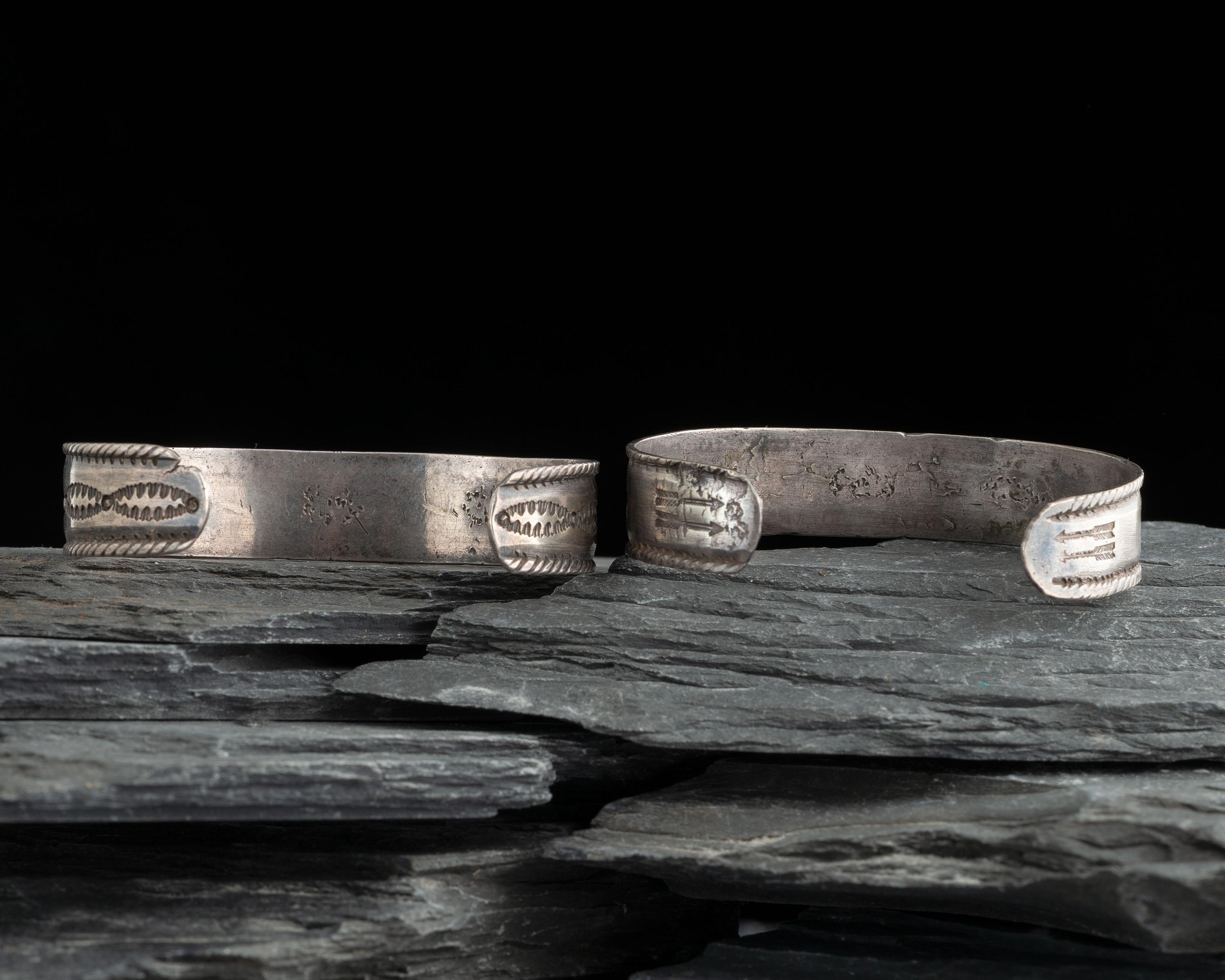 Pair of Navajo Ingot and Turquoise Cuff Bracelets