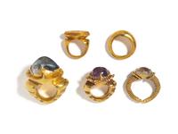 Five Javanese Gold Finger Rings