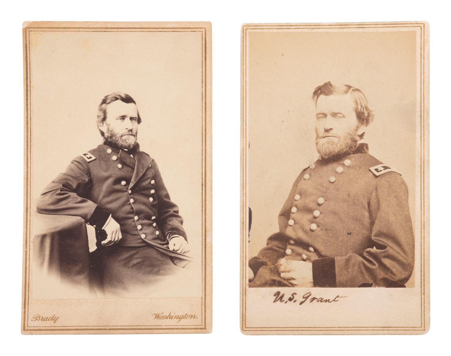 [CIVIL WAR]. A pair of CDVs featuring Ulysses S. Grant (1822-1885).