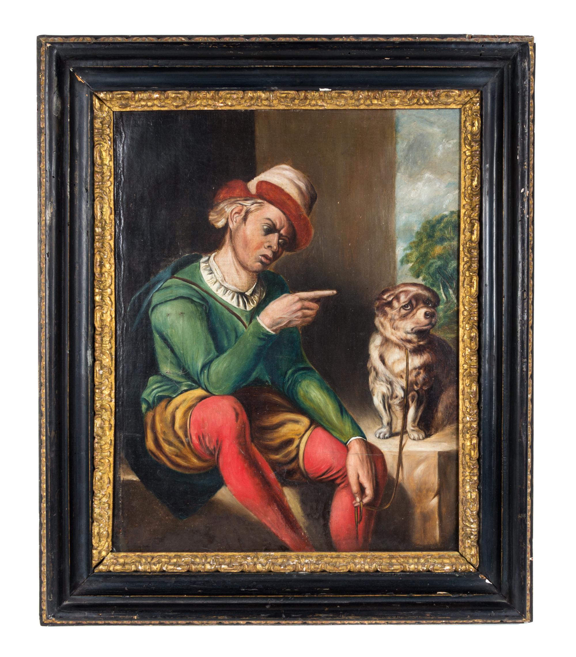 Continental School, (Artist Unknown), Man Disciplining His Dog