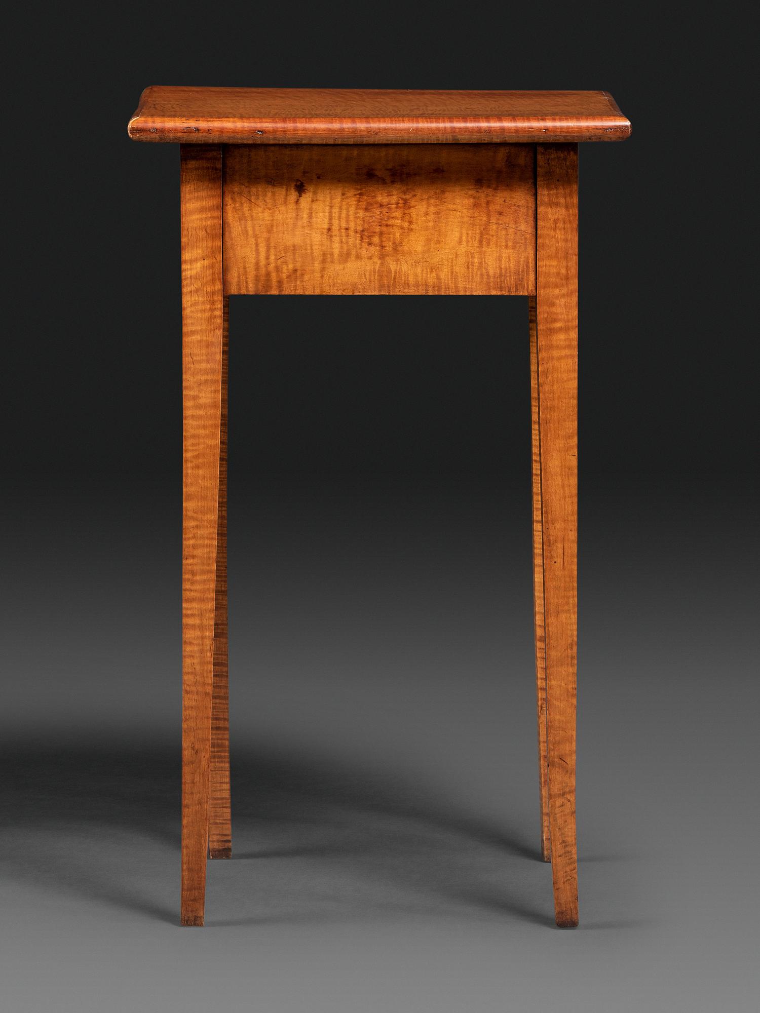 A Federal Tiger Maple One-Drawer Work Table