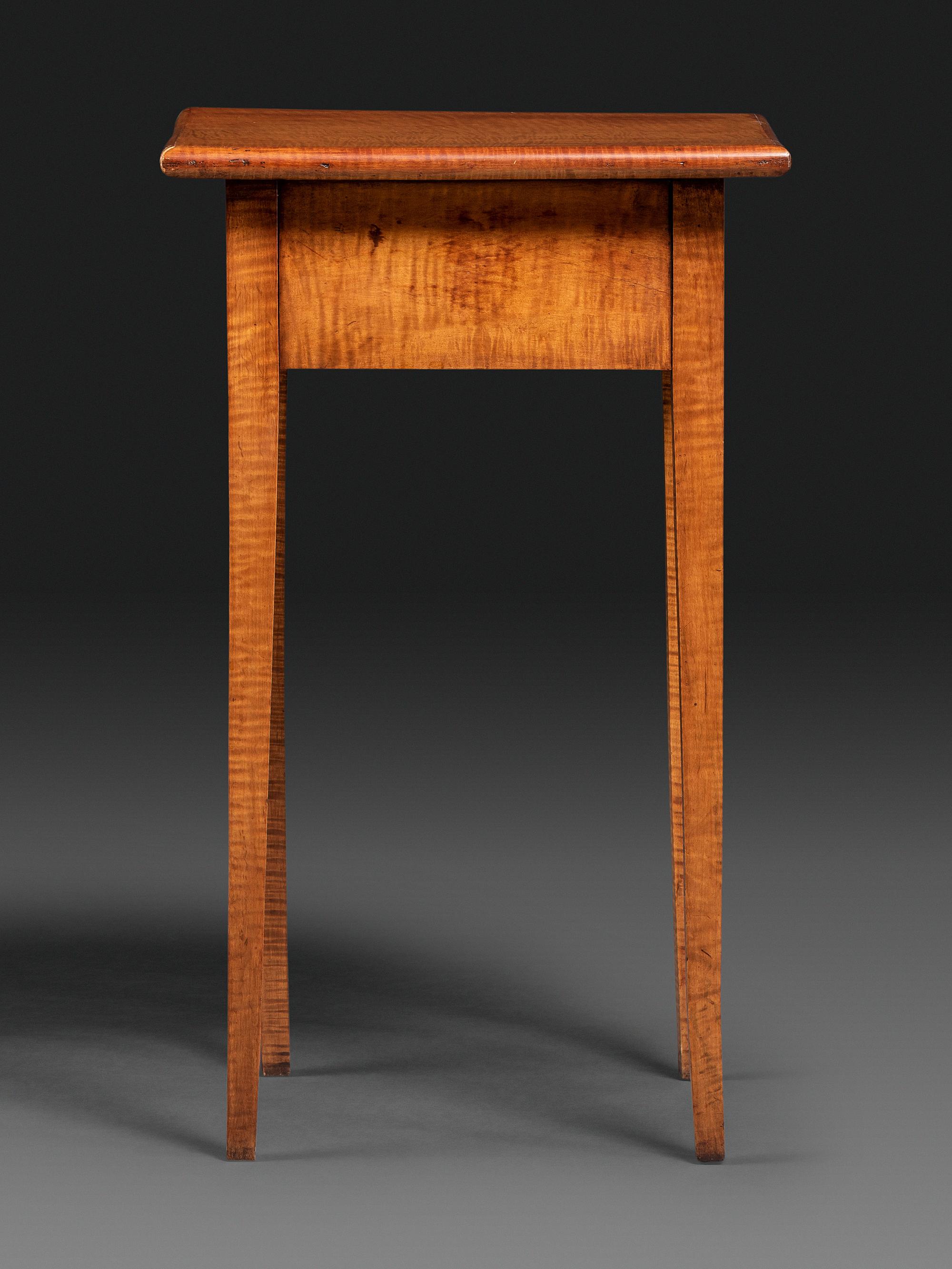 A Federal Tiger Maple One-Drawer Work Table
