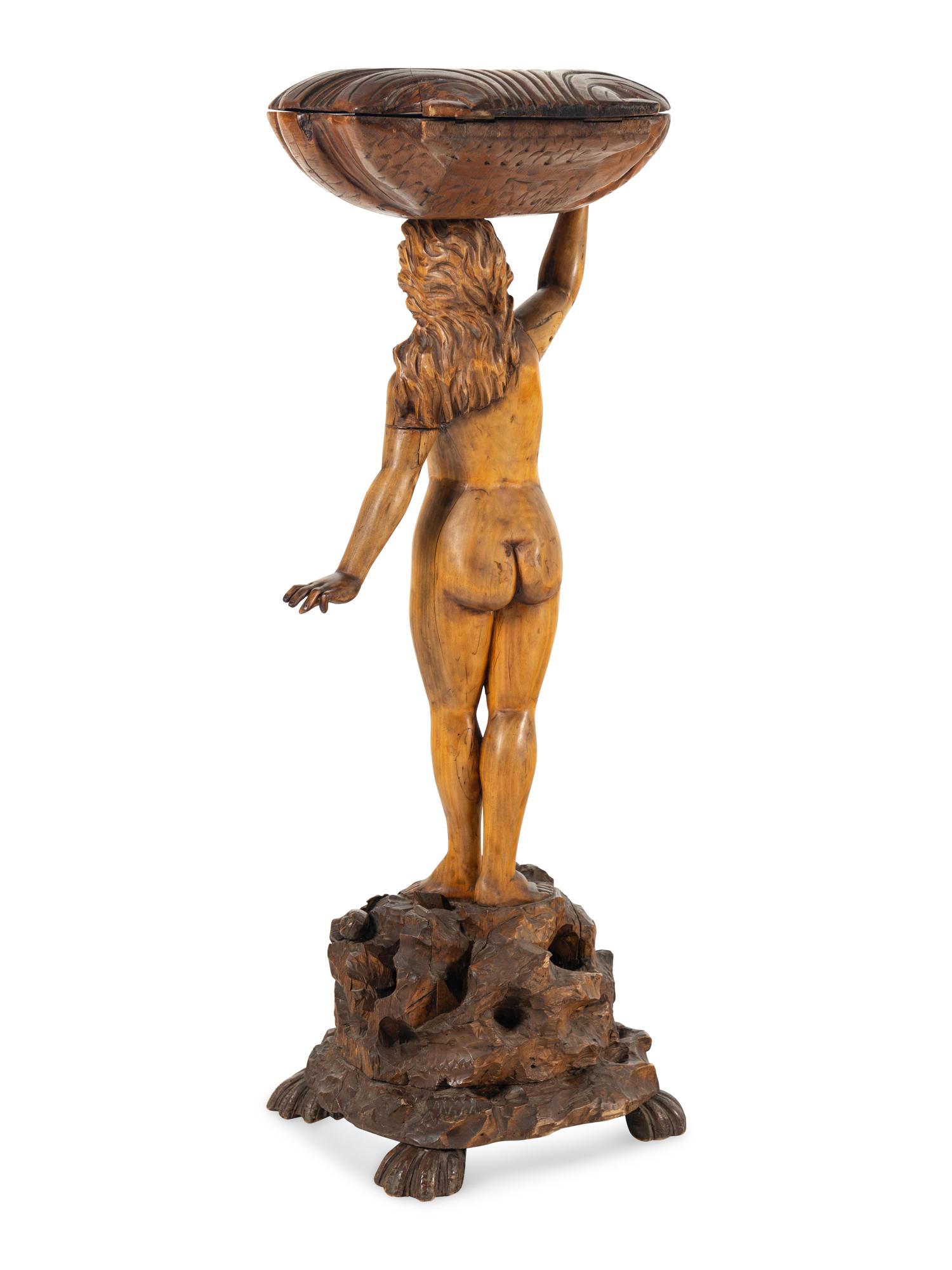 A Venetian Carved Walnut Figural Dressing Stand