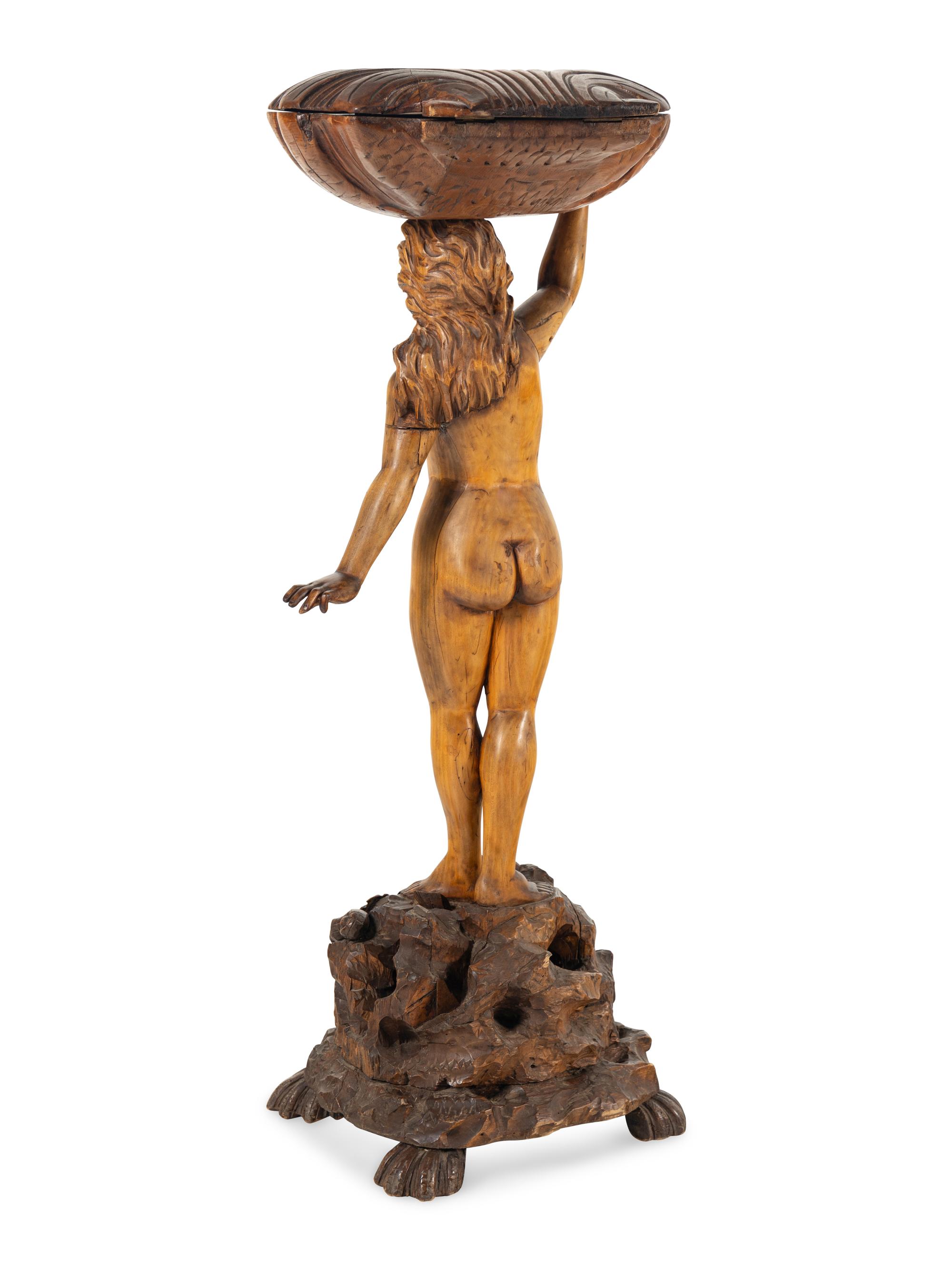 A Venetian Carved Walnut Figural Dressing Stand