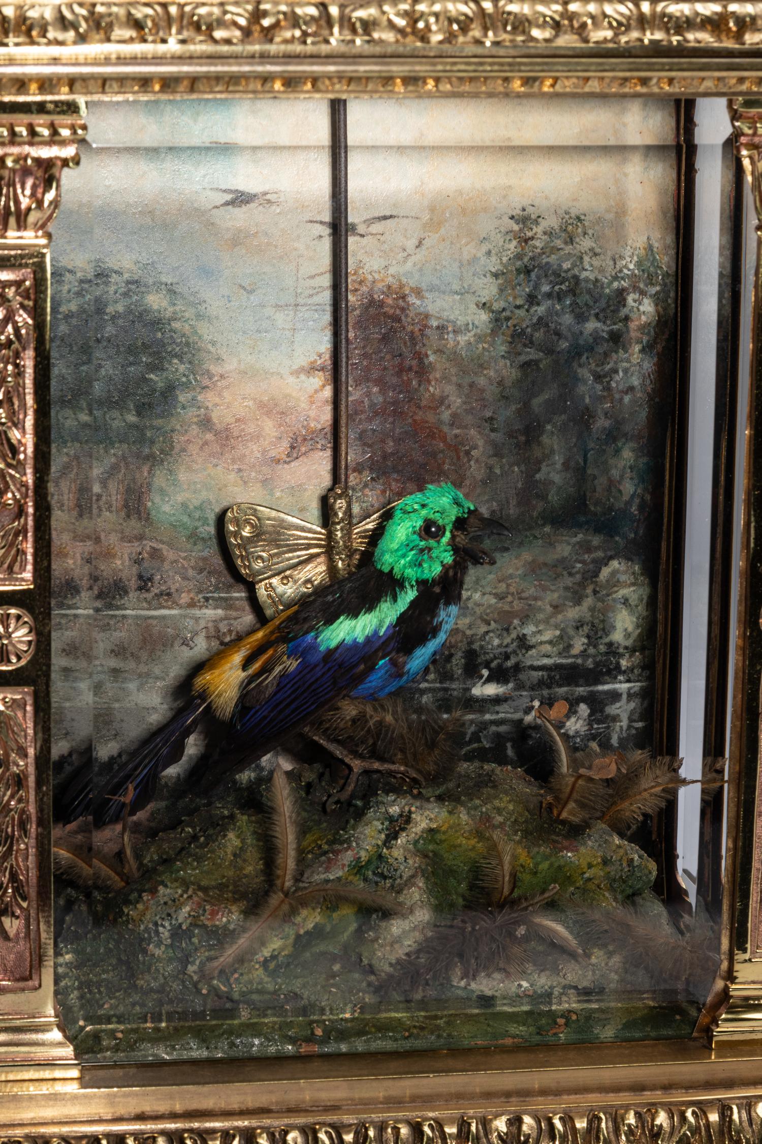 A French Gilt Bronze 'Singing Bird' Automaton Mantel Clock, Attributed to Bontems