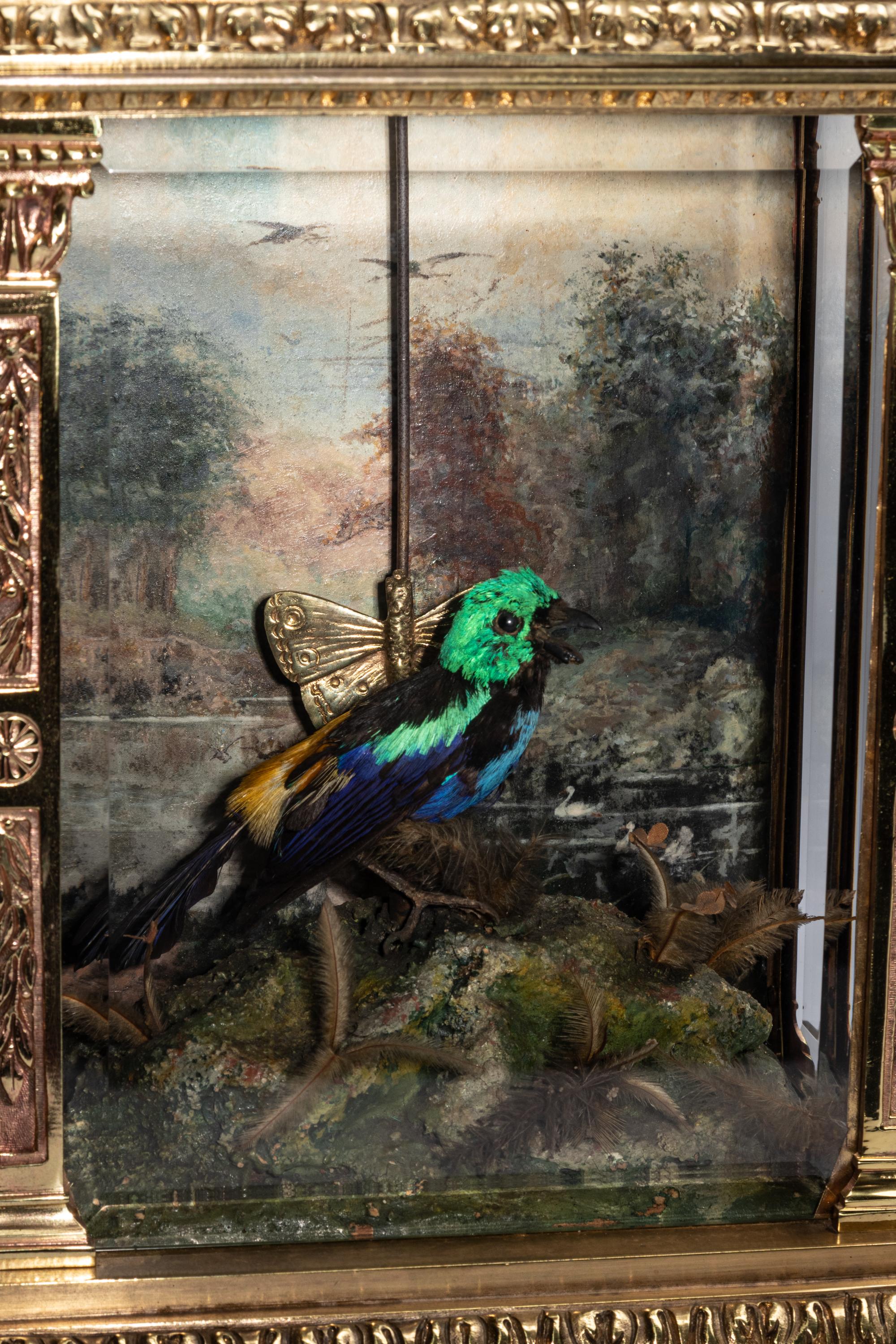 A French Gilt Bronze 'Singing Bird' Automaton Mantel Clock, Attributed to Bontems