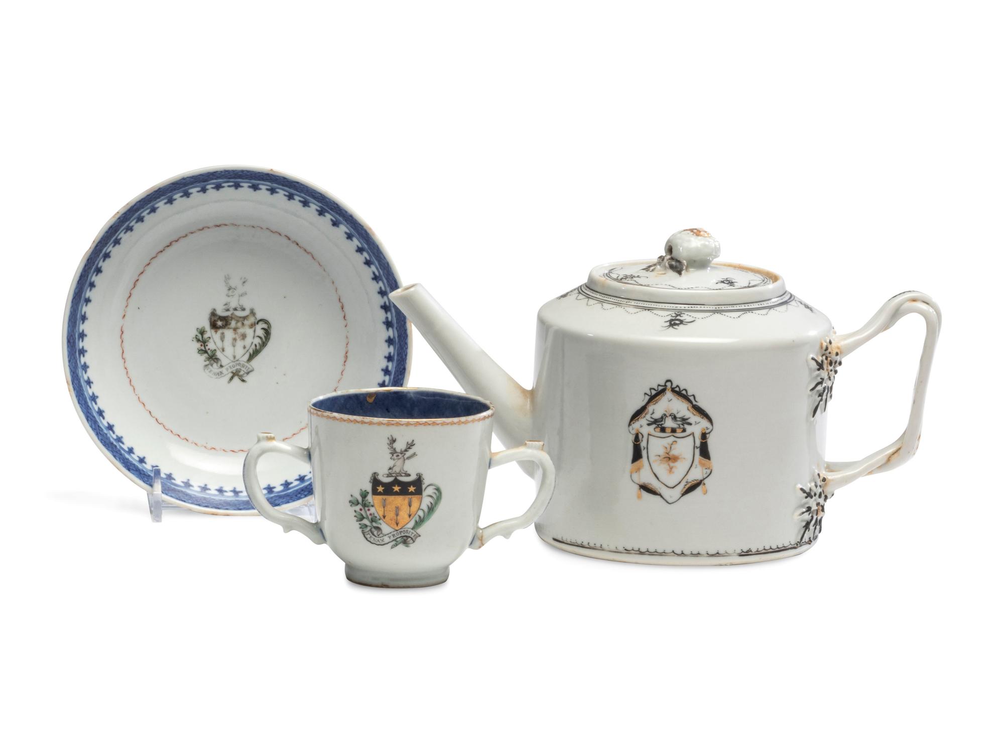 Six Chinese Export Porcelain Armorial Articles