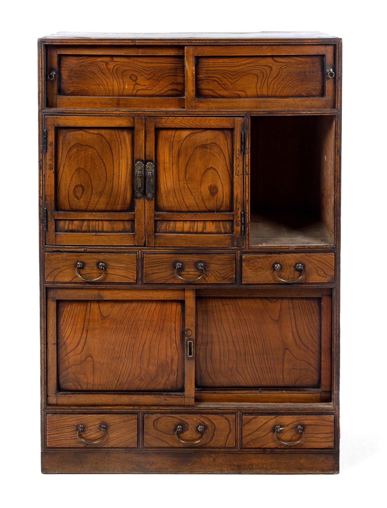A Japanese Zelkova Wood Tansu