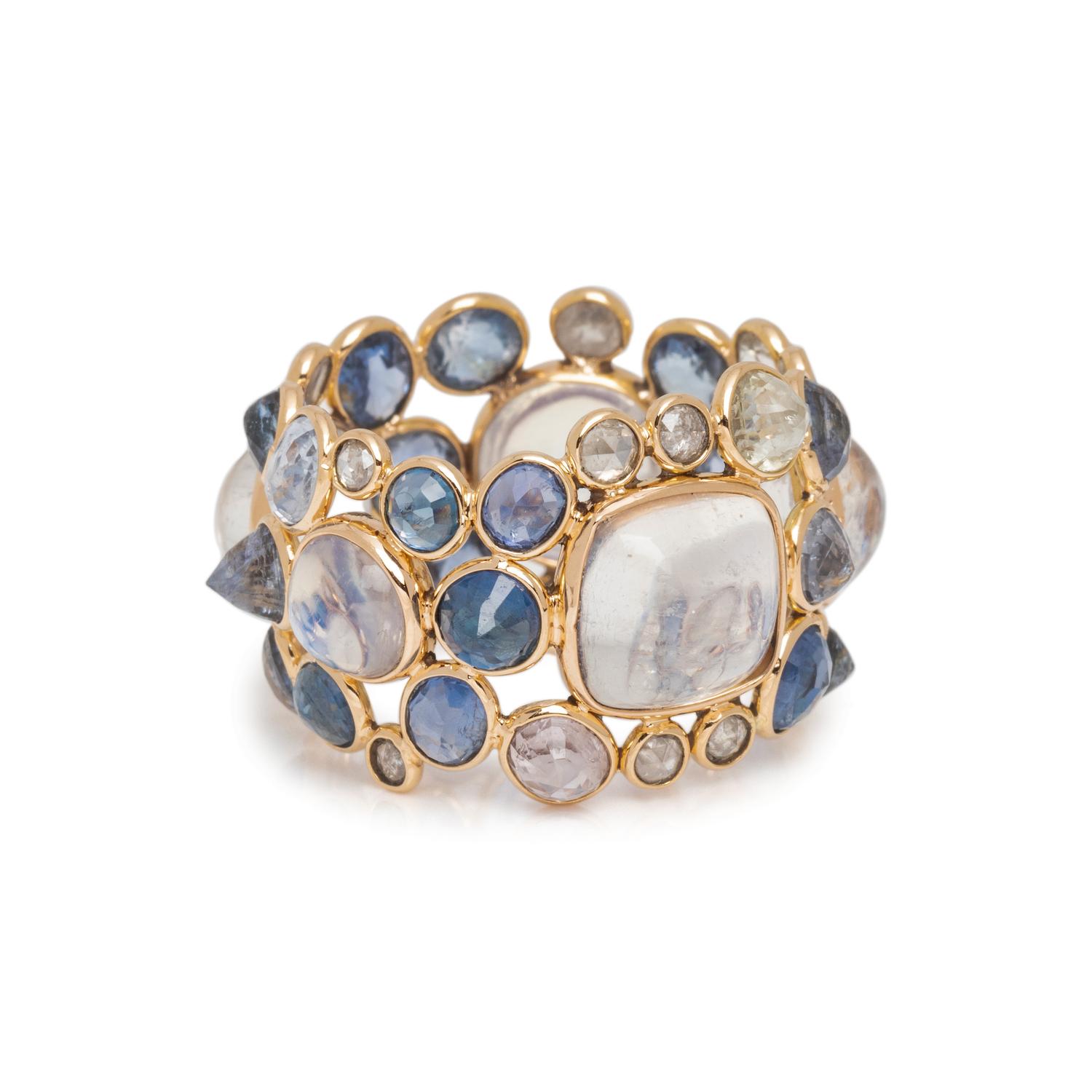 MOONSTONE, SAPPHIRE AND DIAMOND BAND